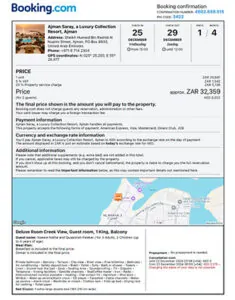 Example: hotel booking confirmation